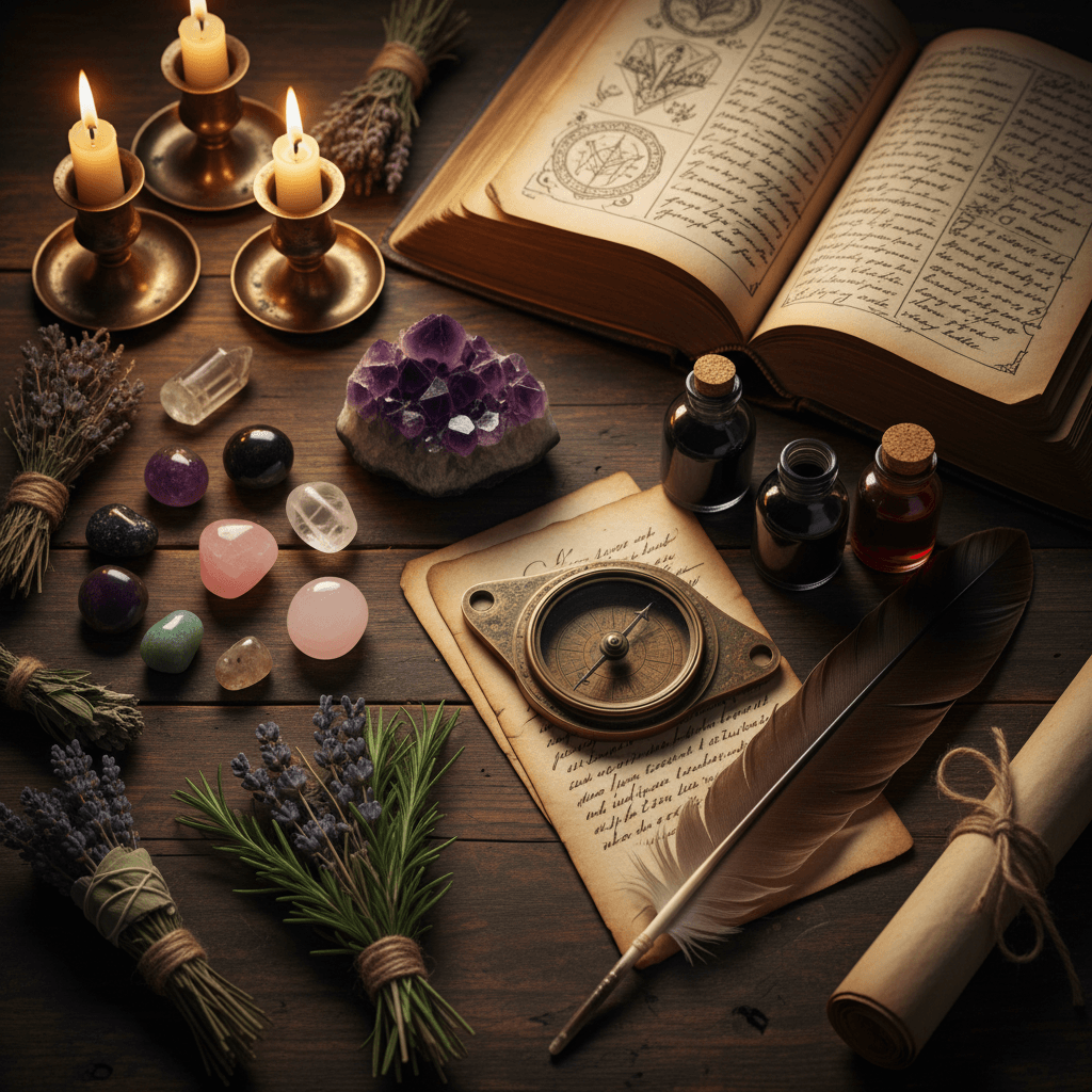 Spiritual wellness products arranged with intention and care