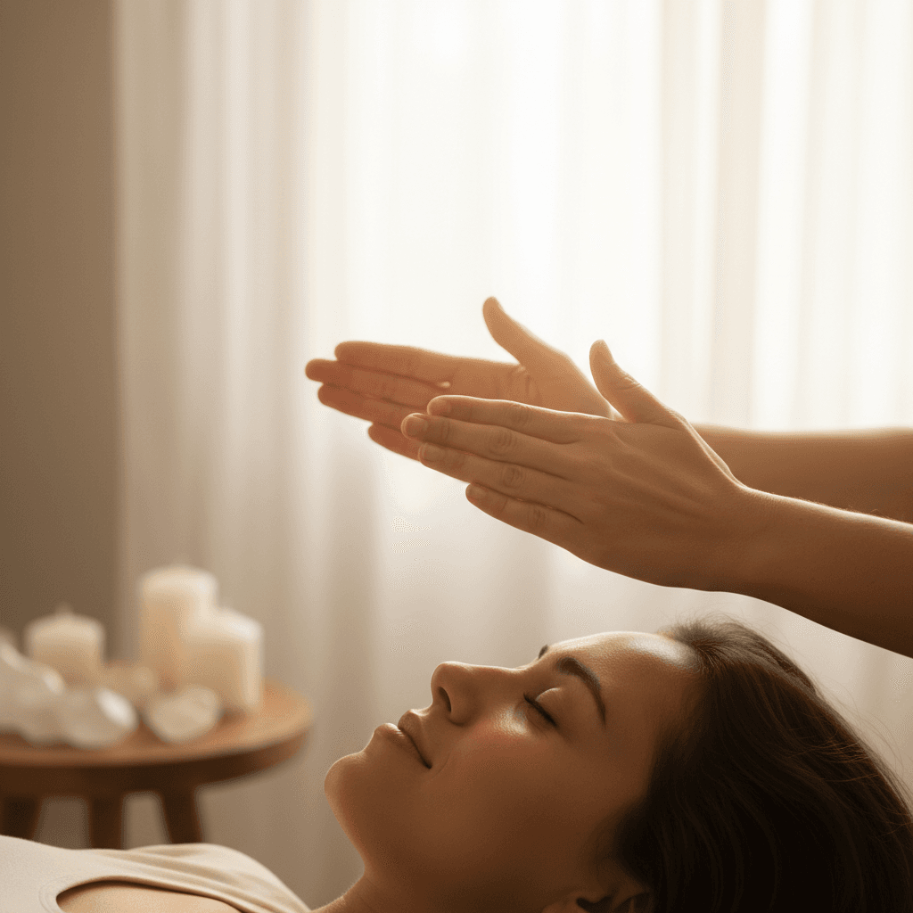 Energy healing session in serene setting